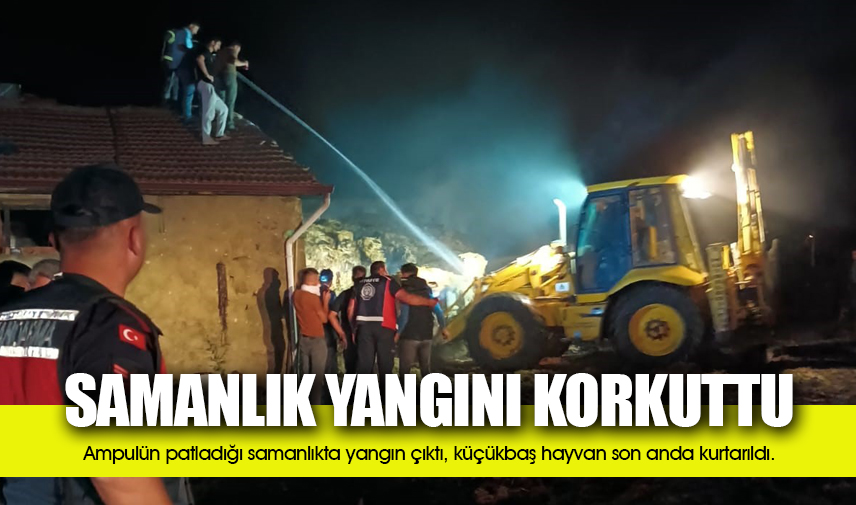 Ampulün patladığı samanlıkta yangın çıktı